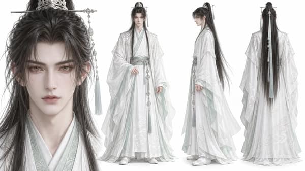 Ancient Style Young Male Three-View Reference