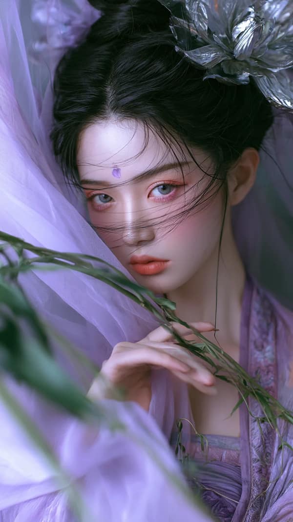 Eastern Fantasy Ancient-Style Flower Goddess Portrait