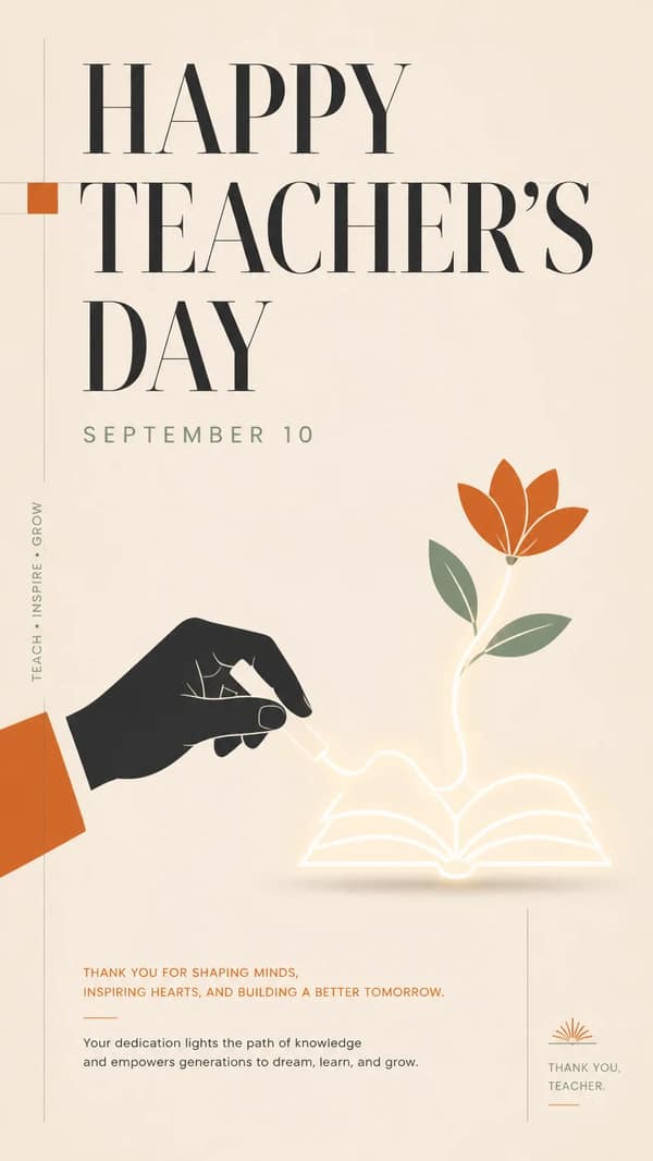 High-End Minimalist Teacher'S Day Poster