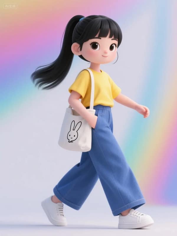 3D Cartoon Young Woman